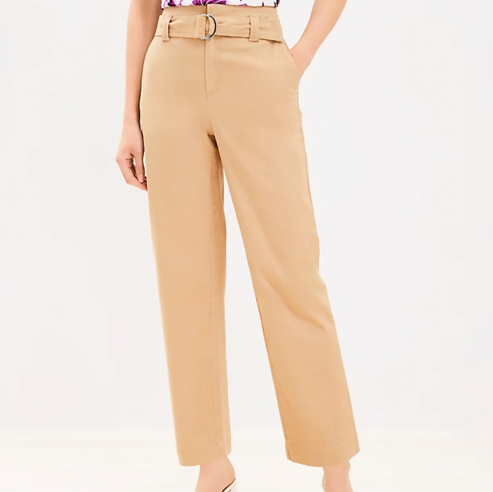 Belted Straight Pants in Twill sz 6 NWT - Picture 2 of 3